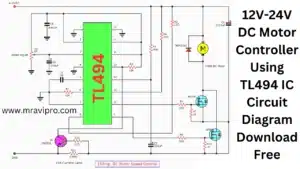 12V-24V DC Motor Controller Using TL494 IC Circuit Diagram Download Free